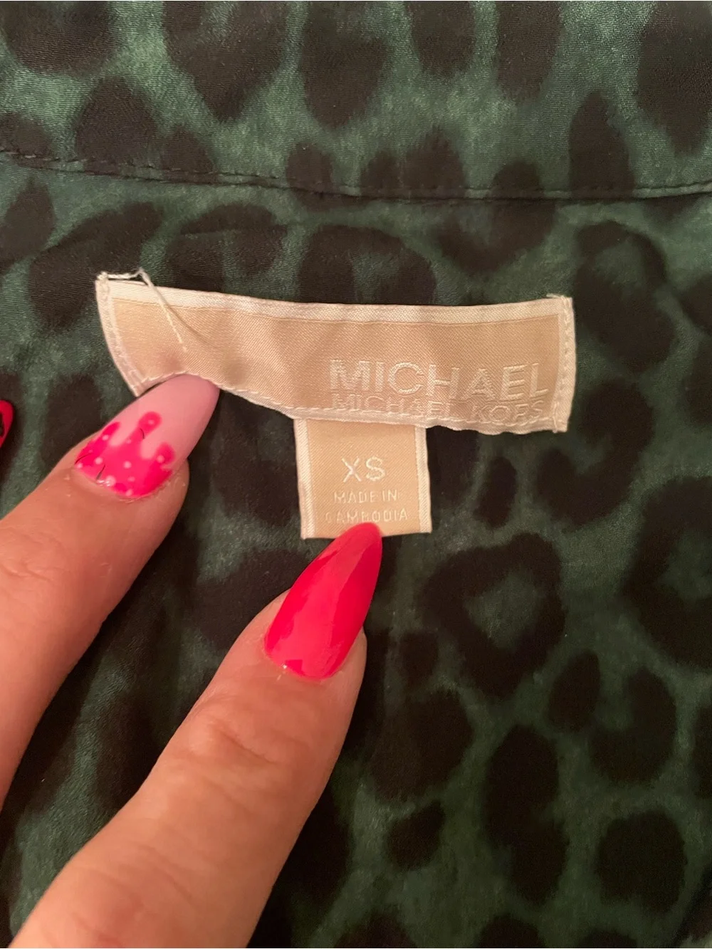 Michael Kors Dark Green Leopard-Print Zip Jacket